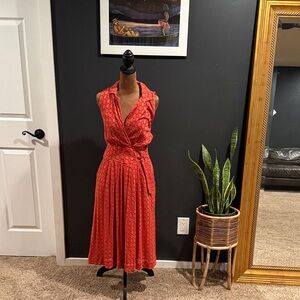 Anthropologie Red Midi Dress